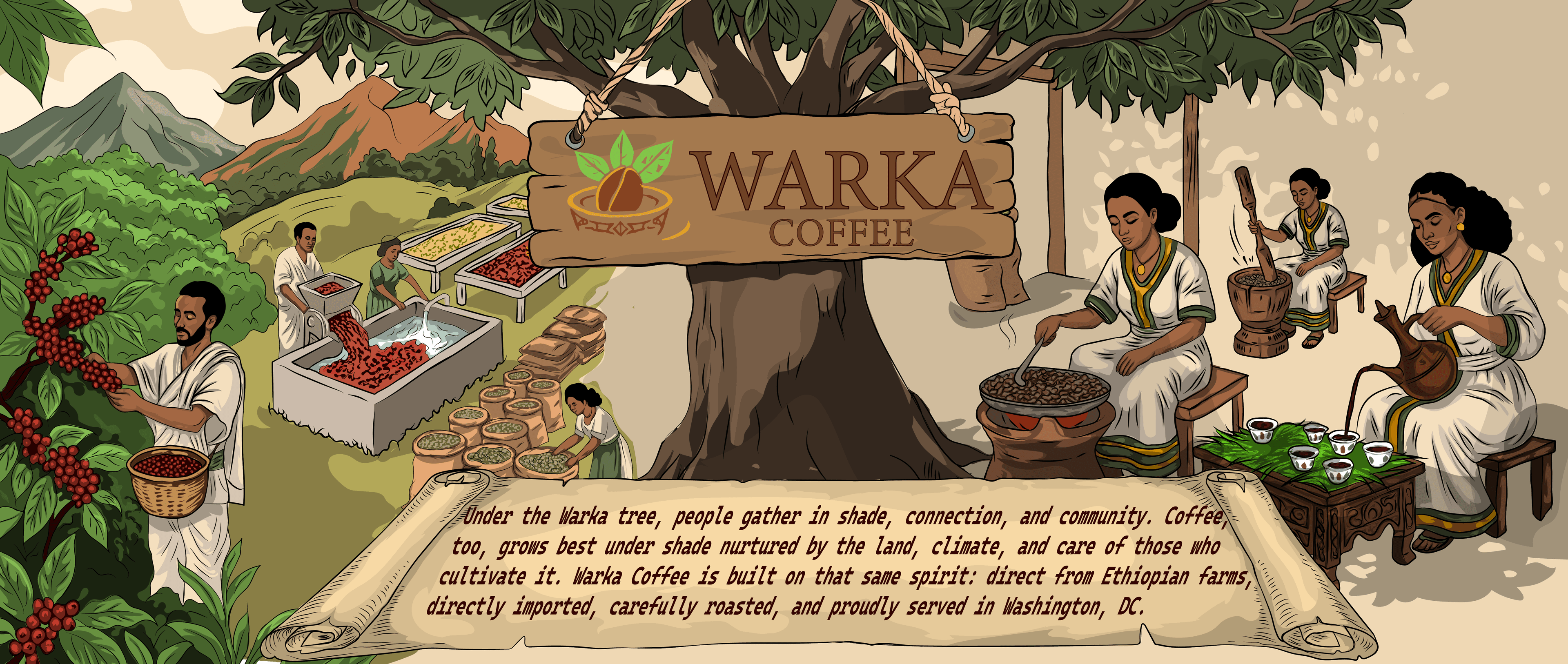 Warka Coffee rope sign