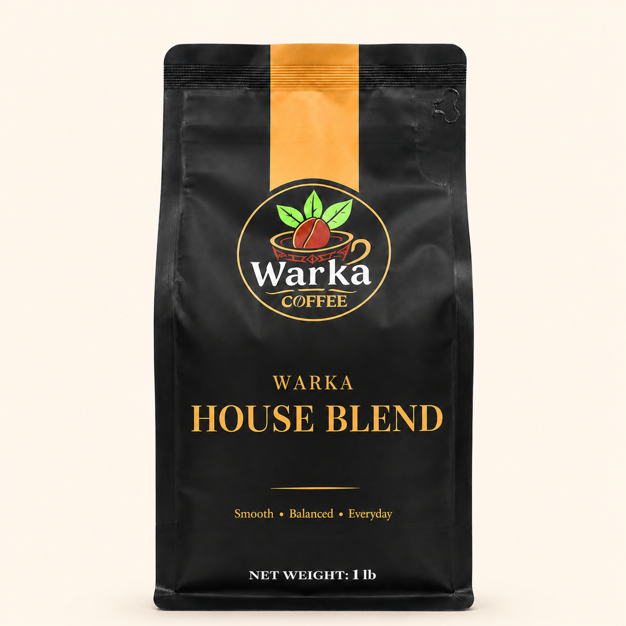 Warka Coffee Warka House Blend retail bag, front view